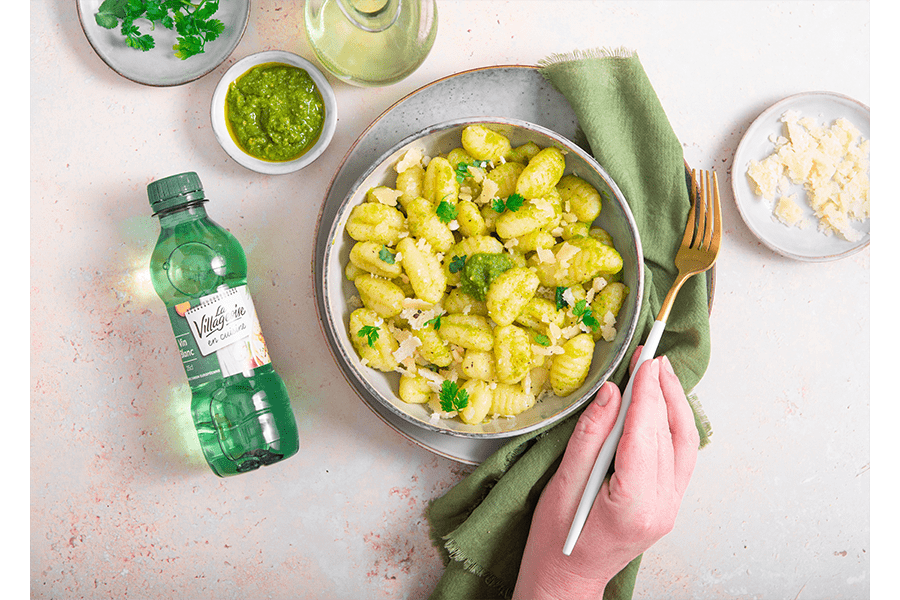Découvrez notre recette de gnocchis à la salsa verde vin blanc La Villageoise en cuisine