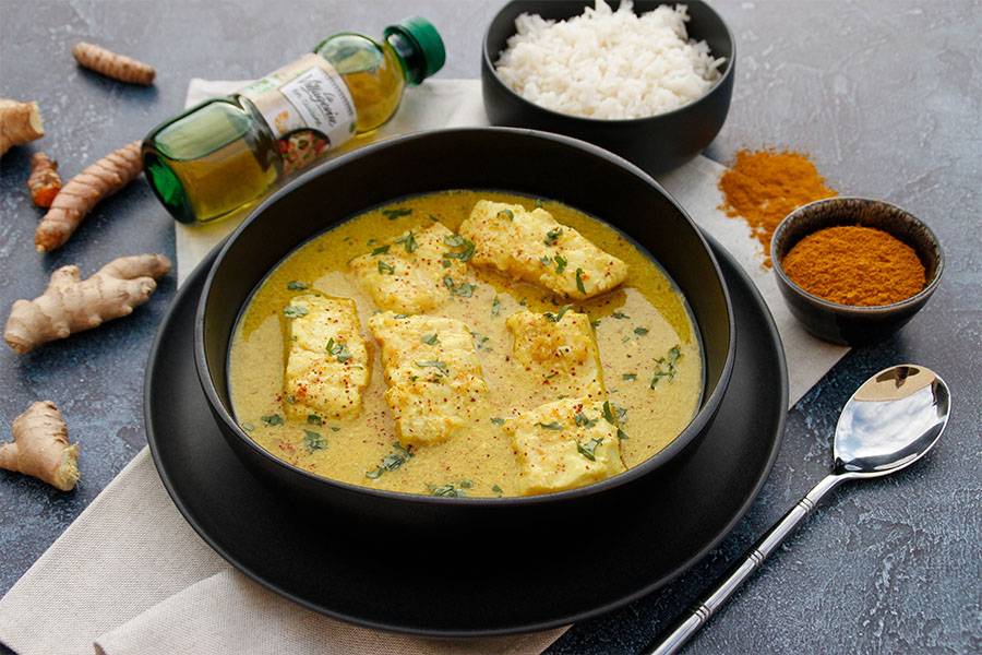 Découvrez notre recette gourmande de curry de poisson au lait de coco au vin blanc La Villageoise en cuisine