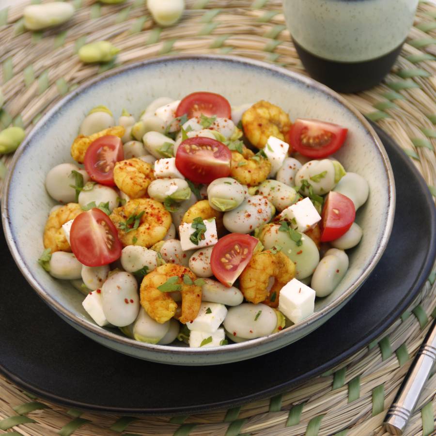 image pour salade de fèves et crevettes